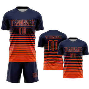 Conjunto de Uniforme de Fútbol de Manga Corta de Alta Calidad, Transpirable y de Secado Rápido, Color Azul Oscuro, Sublimado, Personalizado con Nombres de Equipos y Jugadores - Product Image 6