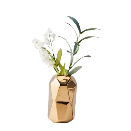 Premium Packaging Gold Polished Flower Metal Pot Handmade Living Room Table Top Decoration Hot Selling Metal Flower Pot