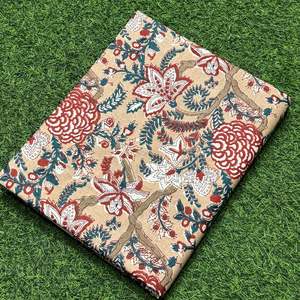 100% Premium coton tissu-sable marron Floral main bloc imprimer Boho Chic rustique décor à la maison bricolage Quilting robe faisant tricoté - Product Image 5