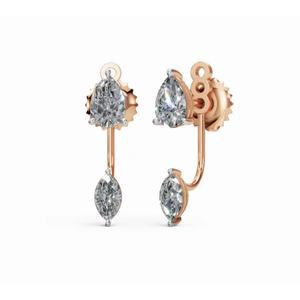 Boucles d'oreilles de créateur en or 18 carats de haute qualité, couple de marquises et de poires, bijoux cultivés en laboratoire, vente en gros B2B, exportation - Product Image 5