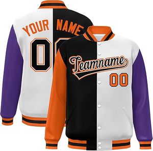 Chaqueta de béisbol universitaria de talla grande de alta calidad para hombre, soporte con logotipo personalizado bordado, diseño de letras de retazos, lona de talla grande - Product Image 1