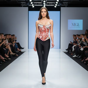 Corsé con Estampado de León y Billetes, con Cierre Frontal, para Moda y Fiestas - Product Image 5