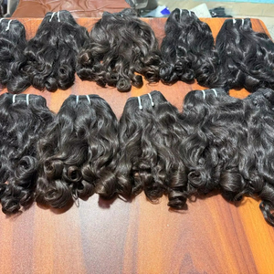 Extensiones de cabello humano rizado de bebé indio crudo paquetes 100 por ciento cutícula virgen alineada textura Natural cabello Remy para la venta - Product Image 1