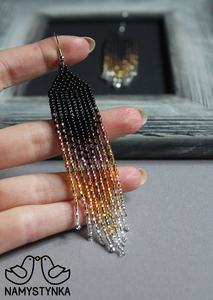 Pendientes de cuentas bohemias con flecos en cascada Andy de diseño turquesa, regalo de joyería único - Product Image 2