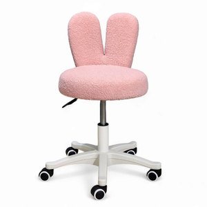 Silla Giratoria Moderna GAK412H con Diseño de Orejas de Conejo, Tapizada en Terciopelo Sintético con Aspecto de Piel de Oveja, Reclinable, con Base Móvil de Plástico para el Hogar - Product Image 2