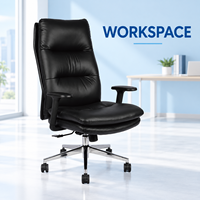 Chaise de bureau de direction en cuir PU noir à dossier haut avec réglage de la hauteur pivotant et base chromée pour espaces de travail professionnels