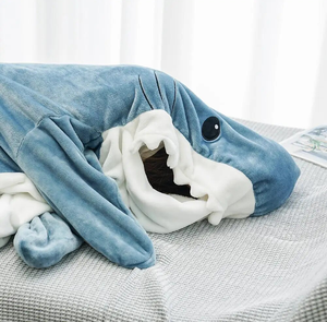 Dessin animé requin sac de couchage pyjamas bureau sieste requin couverture Karakal haute qualité tissu sirène châle couverture pour enfants adultes - Product Image 3