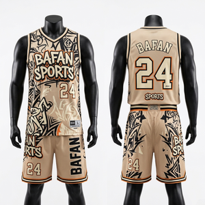 100% cotton T-<b>shirt</b> for men loose fit Premium <b>polyester</b> mesh 180 GSM baseball jersey and shorts set beige black sublimation - Product Image 1