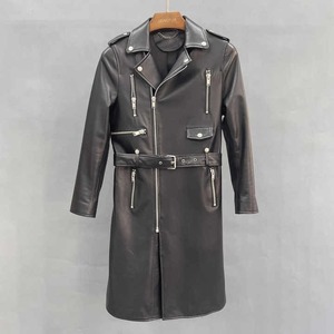 <span class=keywords><strong>Trench</strong></span> di lusso in <span class=keywords><strong>pelle</strong></span> nera per <span class=keywords><strong>donna</strong></span> stile lungo Street con cintura impermeabile primavera autunno giacca qualità fodera in pelliccia sintetica - Product Image 4