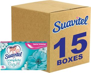 Suavitel Hojas Acondicionadoras para Secadora, Aroma Waterfall Mist, 18 Hojas/Paquete, 15 Paquetes/Caja - Product Image 1