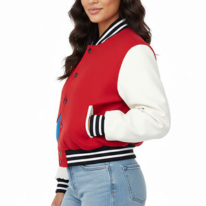 Veste universitaire décontractée en coton 100% à blocs de couleur, coupe décontractée, style baseball, prix abordable, vente en gros OEM/ODM - Product Image 5