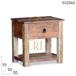 Mesita de noche de madera maciza de estilo único para hoteles y resorts, mesita de noche de diseño moderno pintada con mango macizo indio - Product Image 3