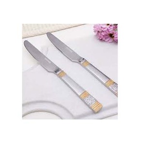 Elegant Handmade <b>Stainless</b> <b>Steel</b> <b>Cutlery</b> by Indian Manufacturer Polished Silver & Gold Work Handle for Wedding & Party Events - Product Image 1