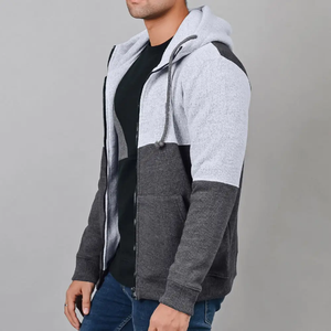 Sweat à capuche zippé en molleton de coton épais pour homme, chaud, doux, coupe ample, streetwear, surdimensionné, fermeture éclair intégrale, logo personnalisé OEM ODM - Product Image 5