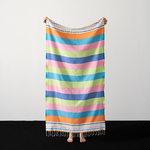 ผ้าขนหนูชายหาดลายทางหลากสีสดใสแบบตุรกี ขนาด 33x66 นิ้ว - Product Image 2
