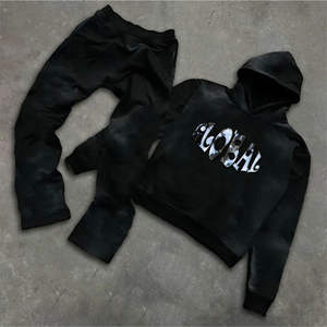 Ensemble de survêtement pour homme en coton 100% - Hiver - Capuche - Uni - Respirant - Séchage rapide - Grande taille - Product Image 3