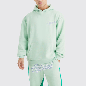 Wholesale Your Own Logo Printed Solid Hooded <b>Pullover</b> <b>Men</b> Flared Tracksuit 100% Cotton Fleece Winter - Product Image 1