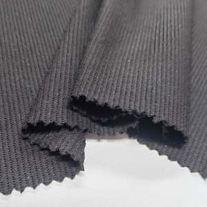 Tissu de leggings de yoga en maille côtelée noire 290 g/m² 84 % nylon 16 % élasthanne, vente en gros directe d'usine, pour vêtements de sport - Product Image 2