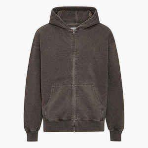 Sweat-shirt à capuche zippé pour homme, personnalisable avec logo sur le devant, couleur unie, coupe classique, 100 % coton French Terry, fermeture éclair automne - Product Image 2