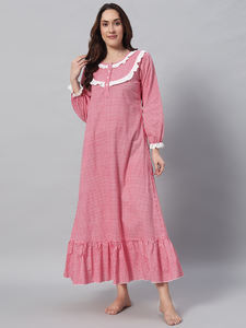 Camisón Elegante de Algodón con Estampado Floral Victoriano para Mujer - Temporada Primavera/Otoño/Verano - Product Image 4