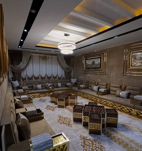 Conjunto de Sala de Estar Tradicional Árabe Majlis |   Tapicería de Tela, Plegable, Extensible, Modular, Estilo Antiguo |   Personalizable |   Envío Gratuito a Todo el Mundo - Product Image 1
