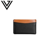 Dompet tempat kartu kulit uniseks, mewah ramping pemblokir RFID warna ganda bergaya desain terbuka untuk pria wanita tahan lama panjang pendek