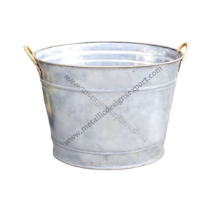 Baignoire vintage en métal galvanisé avec poignées pour la maison rangement extérieur jardinage pépinière refroidisseur de boissons décor de ferme chic - Product Image 1