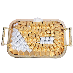 Plateau à chocolat en métal doré durable et écologique Porte-dessert de qualité élégante pour mariages et célébrations - Product Image 4