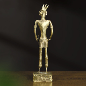 เชิงเทียนโลหะศิลปะ dhokra ทำด้วยมือขนาด13นิ้วเป็นมิตรกับสิ่งแวดล้อมสำหรับเต้น Gedi ของตกแต่งบ้านสำหรับ Diwali - Product Image 3