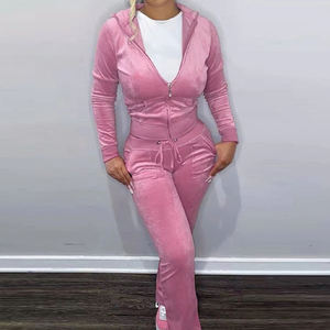 Conjunto Deportivo de 2 Piezas para Mujer, Invierno, con Logotipo Personalizado, Ecológico, de Terciopelo, para Hacer Ejercicio y Descansar - Product Image 1