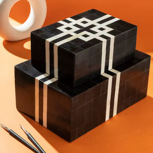 Top Selling <b>Black</b> Bone Inlay Handmade MDF Modern Rectangle Tissue Jewelry <b>Storage</b> Gift <b>Box</b> Luxury Decorative at Best Price - Product Image 2