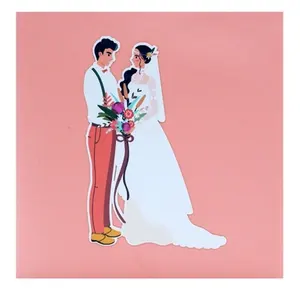 最优惠价格3D问候弹出卡婚礼请柬，情侣型号和设计从越南定制