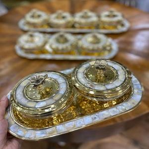 Juego de 3 tazones de aluminio para restaurante, juego de cuencos decorativos para el hogar, Color dorado, diseño moderno - Product Image 5