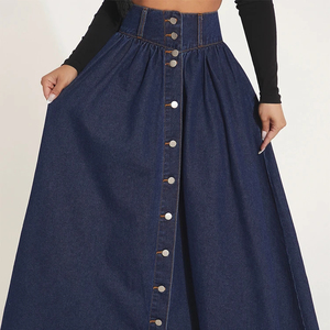 Falda Vaquera con Botones para Mujer, Venta al por Mayor, Faldas Vaqueras Casuales Personalizadas para Mujer - Product Image 3
