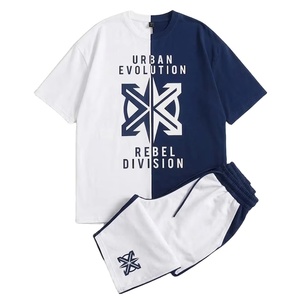 Custom Streetwear Cotton Sportswear Tracksuit and Short with printed and embroidery 2 Piece Shorts <b>Track</b> Suit Men <b>T</b> Shirt Set - Product Image 1