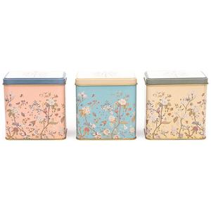 Juego de almacenamiento rectangular de metal-80x120mm (Juego de 3) Diseño floral Pastel Blue Botanica Design - Product Image 1