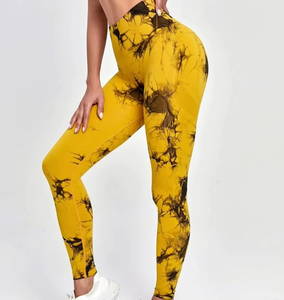 Couleurs personnalisées Tie Dye Pantalon de yoga taille haute Sexy Scrunch Gym Running Leggings sans couture pour les femmes - Product Image 6
