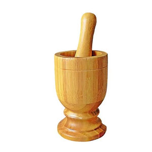 ชุดครกไม้ฐานกลมมีด้ามจับที่ออกแบบตามหลักสรีรศาสตร์สำหรับการบดละเอียดและการผสมส่วนผสมการทำอาหาร - Product Image 1