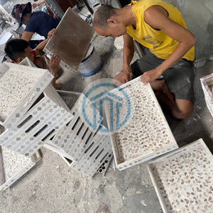 Bandeja de Nácar al por Mayor, Cuadrada con Borde Festoneado, Mosaico Crema, Bandejas Decorativas Hechas a Mano para Servir en Comedores y Salas de Estar de Lujo - Product Image 6