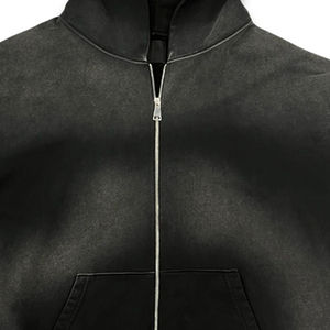 Haute qualité 100% coton à capuche coupe ample 3D broderie cravate teinture solide motif avant Logo numérique hiver délavé plaine teint - Product Image 3