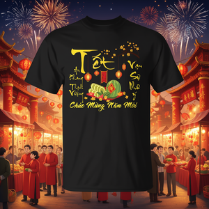 Camiseta del Año Nuevo Lunar Vietnamita Tet con Diseño Floral para la Celebración 2025 - Product Image 3