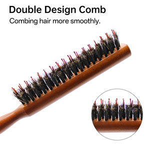 Brosse de coiffure en poils de sanglier et de <span class=keywords><strong>nylon</strong></span> Queue de rat Teasing Brosse à cheveux en poils de sanglier Peigne pour le peignage arrière et le contrôle des bords - Product Image 2