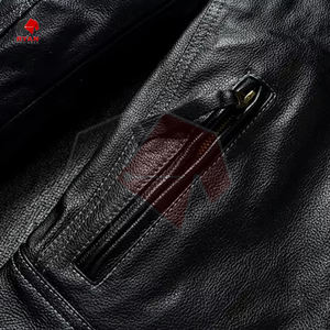 Chaqueta de cuero de invierno para hombre de tela tejida suave con logotipo personalizado y sublimación de color sólido - Product Image 5