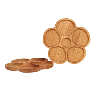 Tabla de servir de madera de roble con forma de flor de 30.5 cm, acabado con aceite vegetal, tabla para queso y aperitivos, grabado de logotipo personalizado - Product Image 3