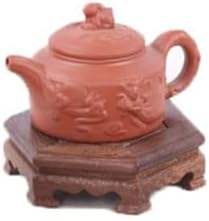 Base de Madera Artesanal Tradicional, Soporte de Exhibición de Madera, Pedestal Hexagonal Oriental - Product Image 6