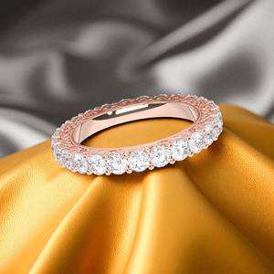 แหวนแต่งงานเพชรโมอิสซาไนต์ทรงกลม 2.48 กะรัต E-F/VSS-VS ประดับเพชรเต็มวง ทำจากทองคำแท้สำหรับผู้หญิง - Product Image 4