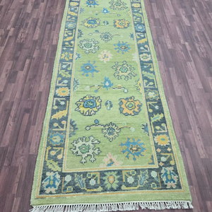 Tapis Tapis 2.7x8 Vert Jaune Petit Coureur Haute Qualité Laine Oushak Tapis Noué À La Main Vintage 2.7x10 2.7x12 2.7x18 Salon - Product Image 1