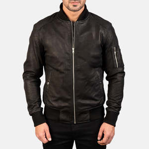 Chaqueta Bomber Bomia MA-1 de Piel de Oveja Genuina con Acabado Desgastado, Reversible, Estilo Vintage para Otoño, Talla XS, Color Negro - Product Image 3