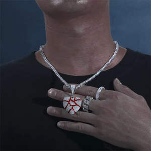 Pendentif en argent sterling 925 avec moissanite en forme de cœur, style hip-hop classique, glacé, cadeau pour homme et femme - Product Image 4