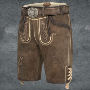 Lederhosen bavarois authentique pour hommes Oktoberfest allemand de qualité supérieure Shorts traditionnels en cuir suédé pour acheteurs de gros vêtements - Product Image 3